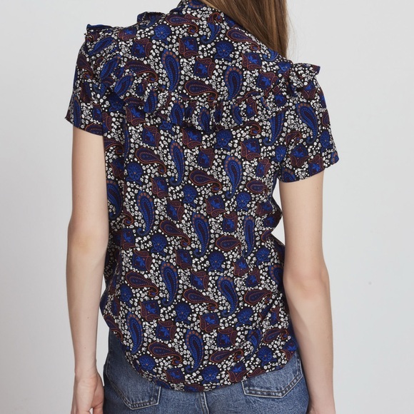 Sandro Paisley 100% Silk Top Size 2 - Picture 2 of 7